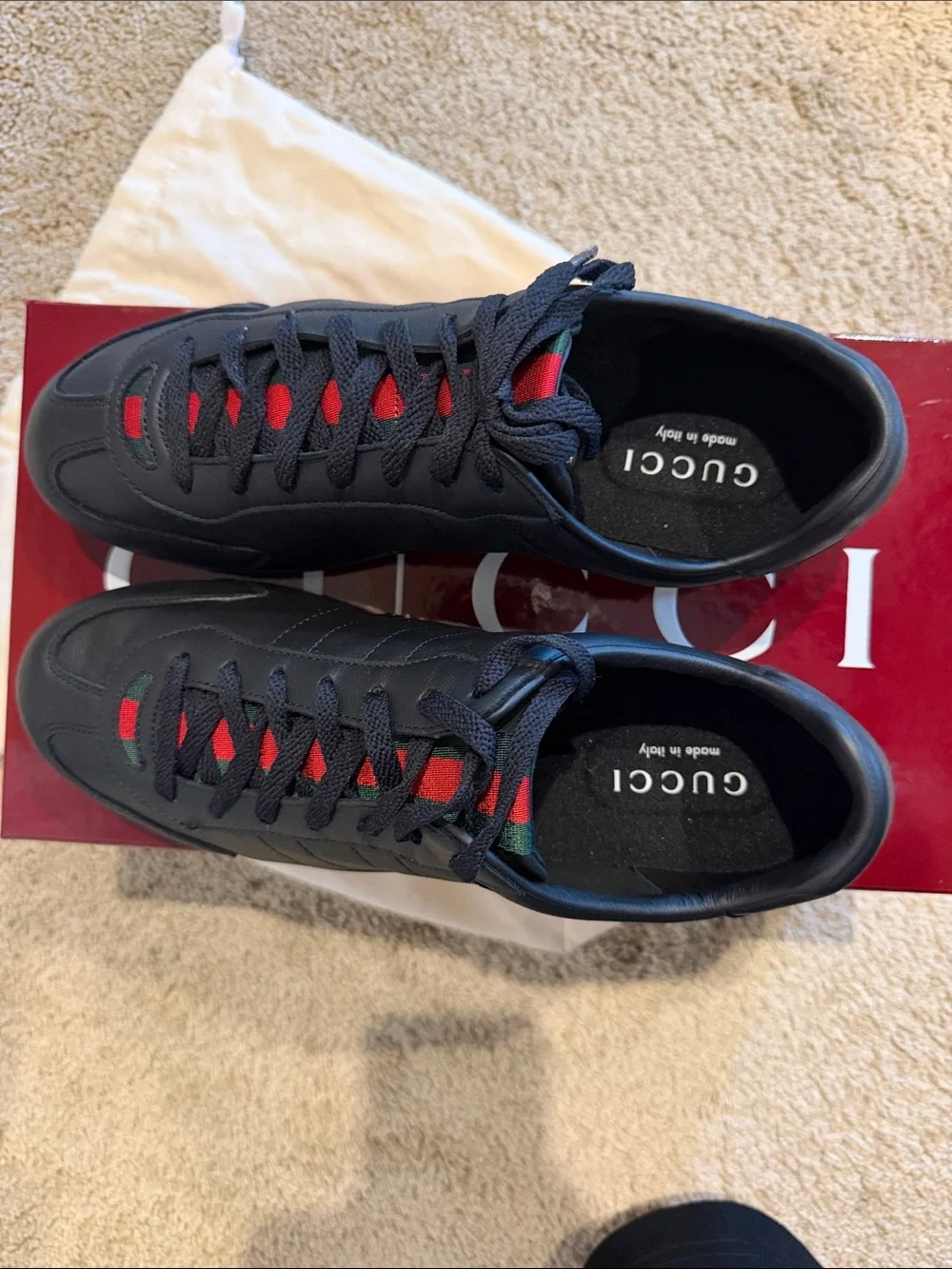 🔥Gucci Men's Black Shift Leather Low-Top Sneakers🔥